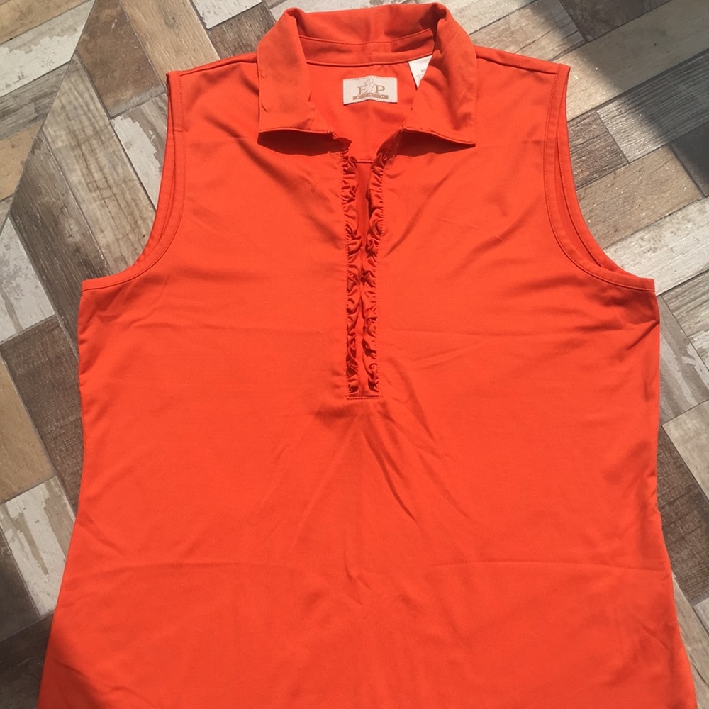 Sleeveless knit bright orange top